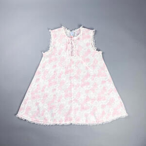 Vintage Babydoll Nightgown, 60's Pink & White Floral Sleeveless Nightie